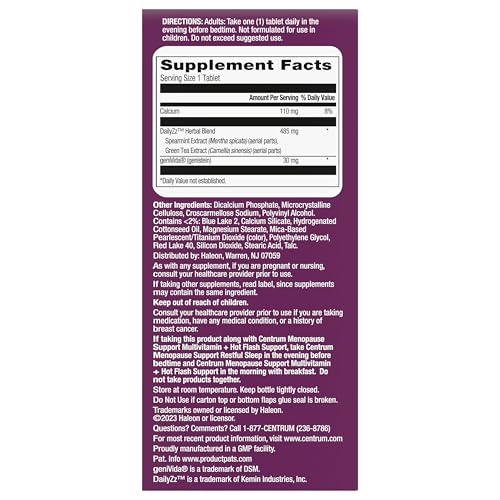 Centrum Restful Sleep Menopause Support Tablets, Supplement with Clinically Studied DailyZz and geniVida, 28 Count CentrumAu supplements