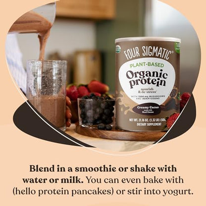 Four Sigmatic Organic Plant-Based Protein Powder Creamy Cacao Protein with Lion’s Mane Four SigmaticUS supplements