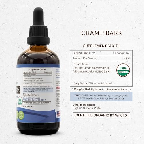 Secrets of the Tribe Cramp Bark USDA Organic | Alcohol-Free Extract, High-Potency Herbal Drops Secrets of the TribeAu supplements