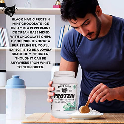 Worldwide Nutrition Bundle, 2 Items: Black Magic Multi-Source Protein Powder - Whey, Egg Albumin Enzymes, Micellar Casein & MCTs - Muscle Mass Gaining - Mint Chocolate Flavor - 2 LB and Keychain Worldwide NutritionUS supplements