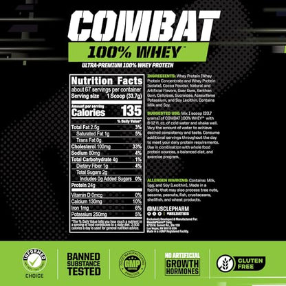 MusclePharm Combat 100% Whey, Chocolate Milk - 5 lb Protein Powder - Gluten Free Muscle PharmUS supplements