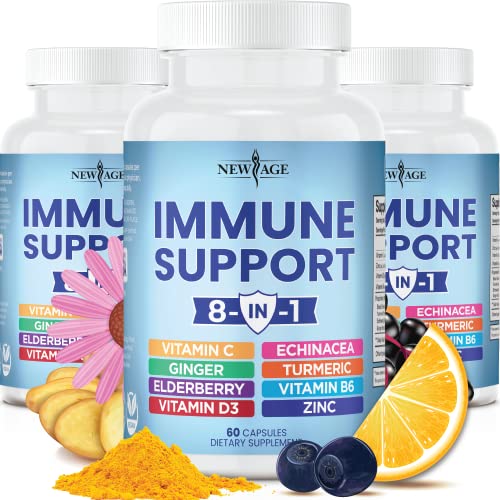 NEW AGE 8 in 1 Immune Support Booster Supplement with Echinacea, Vitamin C and Zinc NEW AGEUS supplements