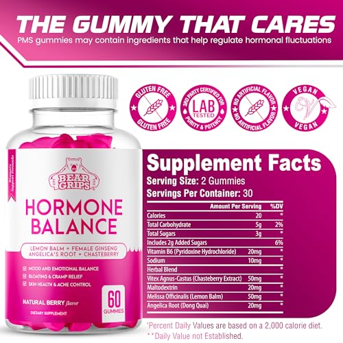 Hormone Balance for Women - PMS Relief Gummies and Bloating Relief for Women Bear GripsUS supplements