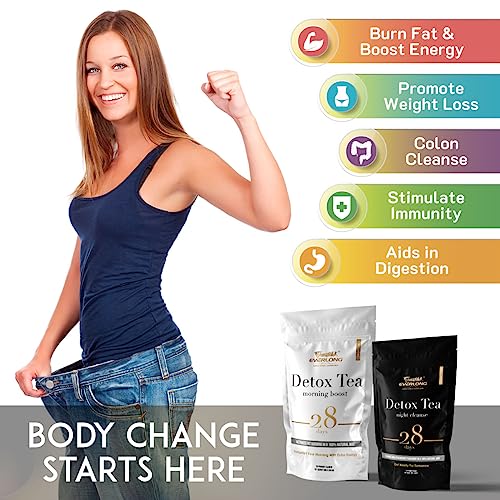 EVERLONG Detox Tea 28 Day Morning Boost Tea and Night Cleanse Tea, Burn Fat and Boost EVERLONGUS supplements