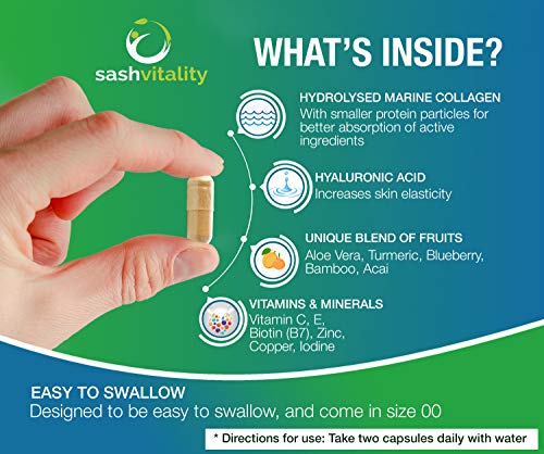 Marine Collagen Supplements - 90 Capsules with Vitamin C, Vitamin E, Hyaluronic Acid, Aloe Vera, Turmeric SASH VitalityAu supplements