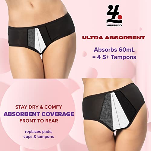4period High Absorbency for Heavy Flow Period Panties; Leakproof, for Teens and Women (3 Black, X-Large) 4periodAu supplements