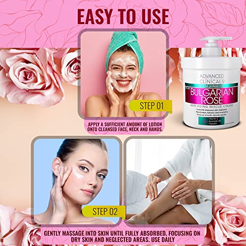 Advanced Clinicals Bulgarian Rose Anti Aging Vitamin E Moisturizer Body Lotion & Face Advanced ClinicalsUS supplements
