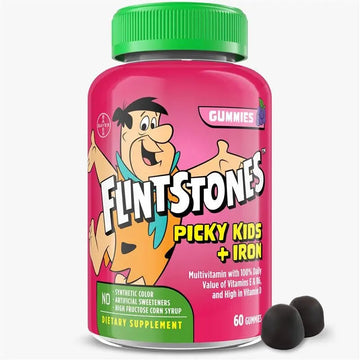 Flintstones Vitamins for Picky Kids + Iron, Kids Multivitamin Gummies with Vitamin C, D, E, B6 and Iron, Gummy Vitamins, Grape Flavored, 60 Gummies Flintstones VitaminsAu supplements