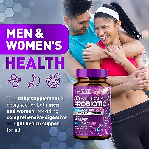 80 Billion CFU Probiotic - Daily Digestive Gut Health Supplement for Men & Women Built by NatureAu supplements