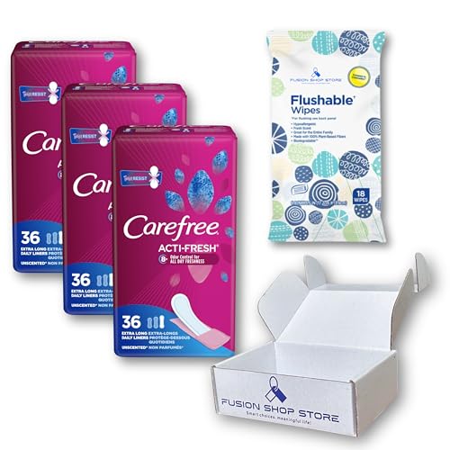 Carefree Liners Extra Long- Pantiliners for Women 36 Count (Pack of 3), Set with Feminine Flushable Msupps.comAu supplements