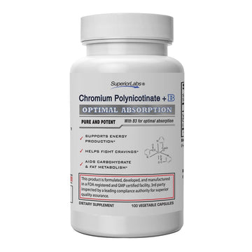Pure Chromium Polynicotinate Supplement - Made in USA - 200mcg + Vitamin B3 for Optimal Superior LabsAu supplements