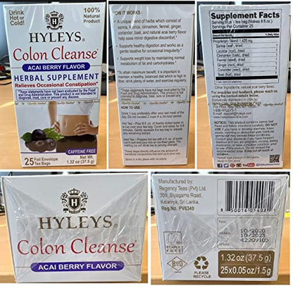 Hyleys Colon Cleanse Tea Acai Berry Flavor - 25 Tea Bags (12 Pack - 300 Tea Bags Total) HYLEYSUS supplements