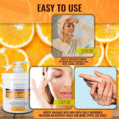 Advanced Clinicals Vitamin C Face & Body Cream Moisturizing Skin Care Lotion, Anti Advanced ClinicalsUS supplements