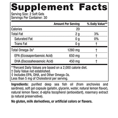 Nordic Naturals Ultimate Omega, Lemon Flavor - 60 Soft Gels - 1280 mg Omega-3 Nordic NaturalsUS supplements