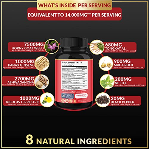 BMVINVOL (2 Packs) Horny Goat Weed Capsules, 14000mg Herbal Equivale BMVINVOLAu supplements