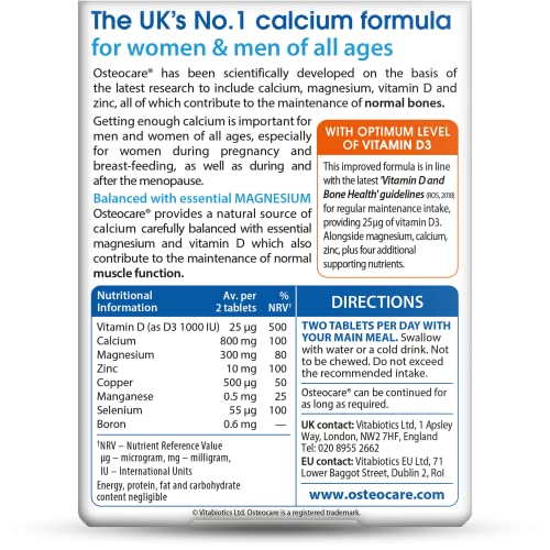 Osteocare Original by Vitabiotics. Bone Health formula with Calcium, Magnesium, Vitamin D VitabioticsUS supplements