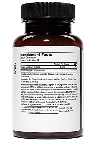 Lithium Orotate 2.5mg (1 Bottle), 60 Vegetarian Capsules, Lithium Supple Weyland Brain NutritionUS supplements