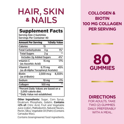 Nature's Bounty Optimal Solutions Hair, Skin & Nails with Biotin and Collagen, Citrus-Flavored Nature's BountyUS supplements