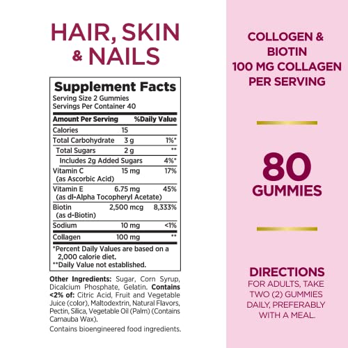 Nature's Bounty Optimal Solutions Hair, Skin & Nails with Biotin and Collagen, Citrus-Flavored Nature's BountyAu supplements