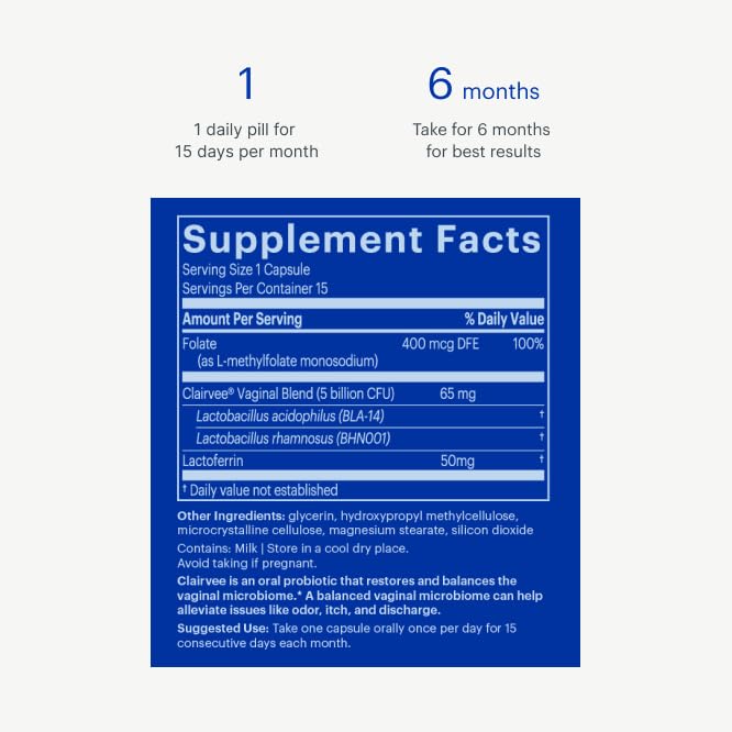 Bonafide Clairvee Vaginal Probiotic – Hormone-Free, Drug-Free Relief from Odor, Vaginal Itching and Discharge – Balances Vaginal pH Levels – 90 Day Supply (45 Capsules) BonafideAu supplements