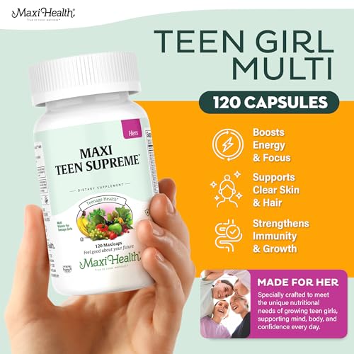 Teen Vitamins for Girls 12-17 - Teen Multivitamin D3, Iron, Calcium, Biotin, Zinc, Digestive Enzymes – Teenager Girl Multi Vitamins Maxi HealthUS supplements