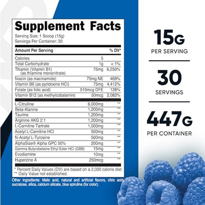 Nutricost Stim-Free Pre-Workout, 30 Servings (Blue Raspberry) - Caffeine Free, Stimulant NutricostUS supplements
