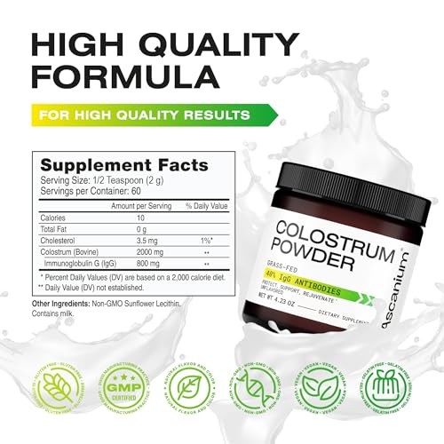 Colostrum Powder - Grass-Fed 40% IgG Colostrum Supplement Powder - Bovine AscaniumUS supplements