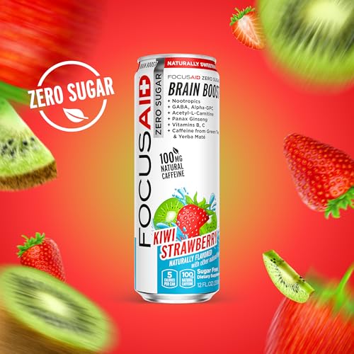 FOCUSAID ZERO SUGAR Nootropics Blend, Alpha-GPC, GABA, 100mg Natural Caffeine from Green Tea, Yerba Mate, Vitamin B-Complex, Keto-Friendly, No Artificial Sweeteners, 12 Fl Oz (Pack of 12) LIFEAIDAu supplements