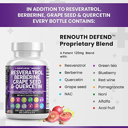 Resveratrol 6000mg Berberine 3000mg Grape Seed Extract 3000mg Clean NutraceuticalsUS supplements