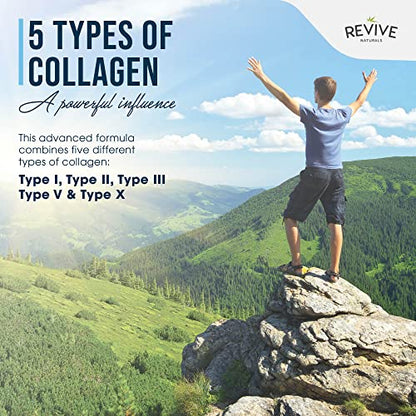 Multi Collagen Protein Capsules - Types I, II, III, V & X - Hydrolysed Grass Fed Bovine, Wild Caught Marine Revive NaturalsUS supplements