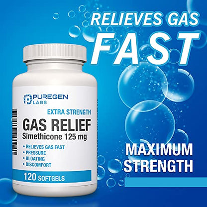 P Puregen Labs Extra Strength Gas Relief Softgels with Simethicone 125 mg P Puregen LabsUS supplements