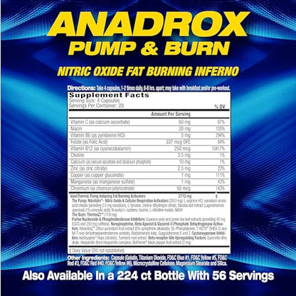 MHP Anadrox Pump & Burn, Nitric Oxide Fat Burning Inferno, 112 capsules Maximum Human PerformanceUS supplements