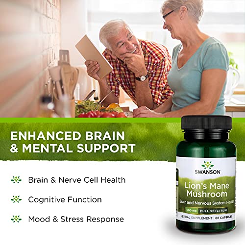 Swanson Lion's Mane Mushroom Capsules - 500 mg Each, 60 Capsules SwansonUS supplements
