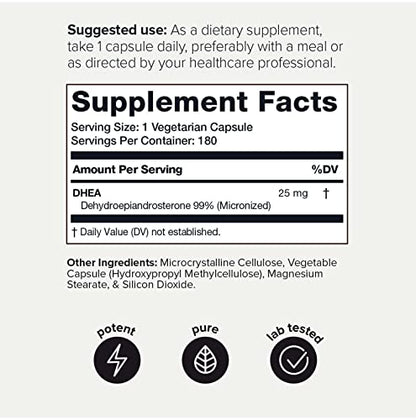 Toniiq Ultra High Strength DHEA Capsules - DHEA for Men and Ladies - 25mg Micronized ToniiqUS supplements
