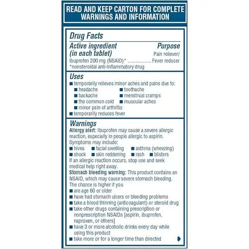 Advil Pain Reliever and Fever Reducer, Pain Relief Medicine with Ibuprofen 200mg for Headache, Backache, Menstrual Pain and Joint Pain Relief - 100 Coated Tablets AdvilAu supplements