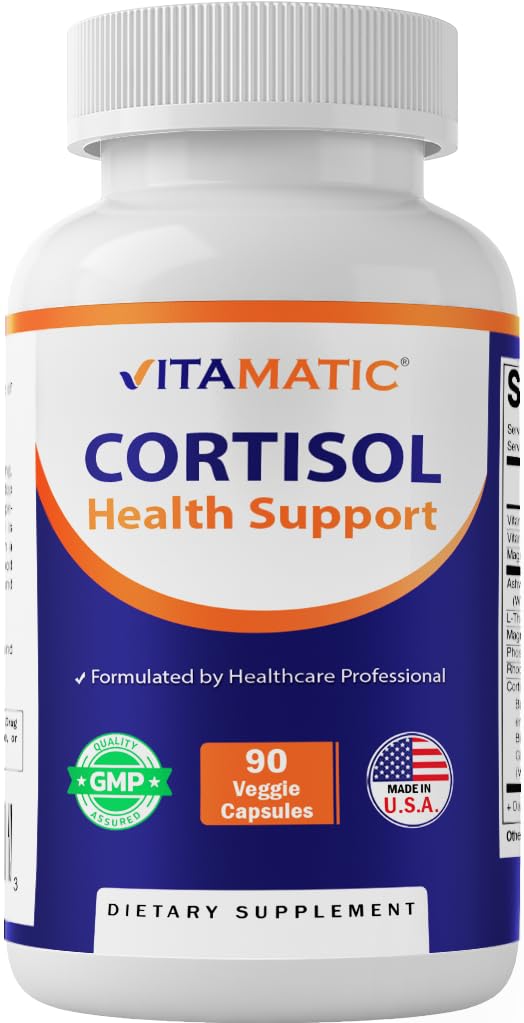 Vitamatic Cortisol Health Support - 90 Veggie Capsules - Made with Adaptogenic Blend with Ashwagandha, Rhodiola, Magnolia, L-Theanine, Phosphatidylserine VitamaticAu supplements