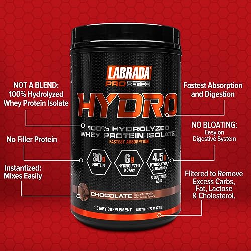 Labrada Hydro 100% Pure Hydrolyzed Whey Protein Isolate Powder, Lactose Free LabradaUS supplements