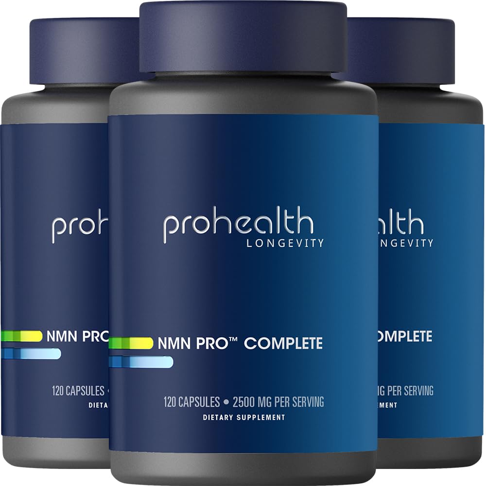 ProHealth NMN Pro Complete (120 Capsules, 3 Pack) - 1000 mg Uthever® NMN + 1000 mg Resveratrol + 500 mg TMG. NAD+ Precursor, Methylation Support & Sirtuin Activation. Triple Lab-Tested ProHealthAu supplements