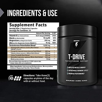 InnoSupps : T-Drive | Testosterone Booster | Amplify Muscle Growth | KSM-66 Ashwagand InnoSuppsUS supplements