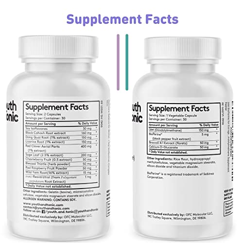 Youth & Tonic DIM Supplement for Women – Estrogen Metabolism & Hormonal Support – Menopause, Perimenopause & Premenopausal Bundle, 90 Capsules Youth & TonicAu supplements
