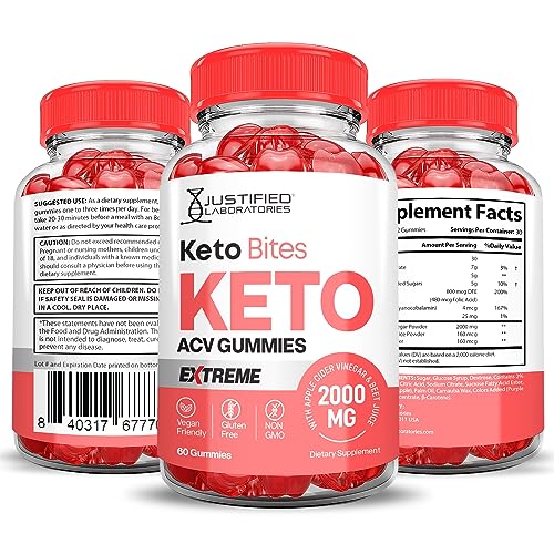 Keto Bites Keto ACV Gummies Extreme Formula 2000MG Vegan Non GMO with Pomegranate Justified LaboratoriesUS supplements