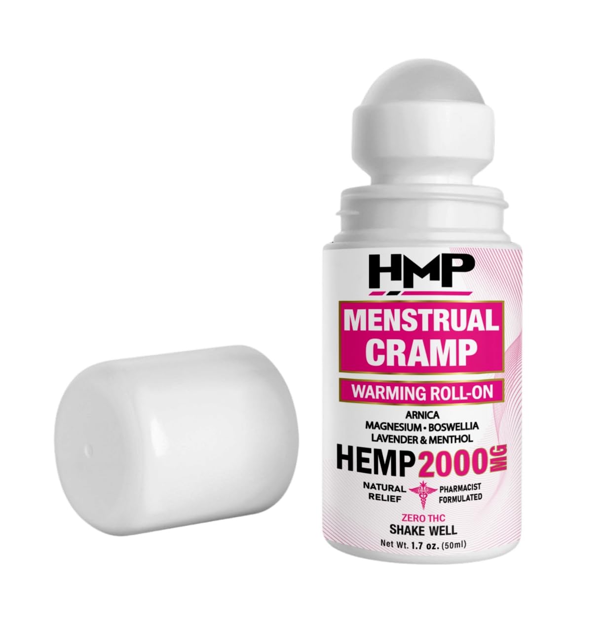 HMP BRANDS Menstrual Cramp Hemp Warming ROLL-ON 2000MG w Arnica & Menthol Made in USA Natural Formula 1.7oz HMP BRANDSAu supplements