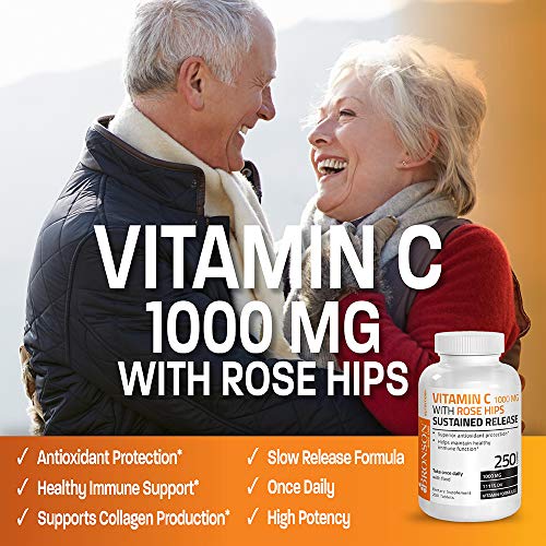 Bronson Vitamin C 1000 mg with Rose Hips Sustained Release, 250 Tablets BronsonAu supplements