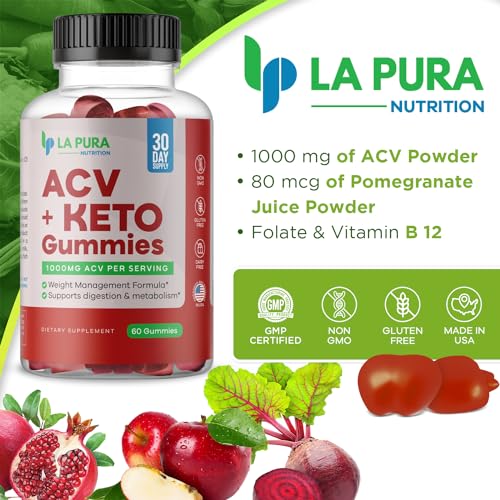 LaPura ACV 1000 mg + Keto Gummies for Weight Loss, 60 Gummies - 1000 mg Apple Cider LaPuraAu supplements