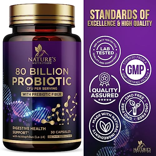 Probiotics for Digestive Health - 80 Billion CFU Guaranteed with Strains for Women's Nature's NutritionUS supplements