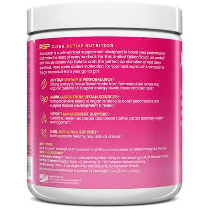 RSP NUTRITION AminoLean Pre Workout x Alix Earle Berry Alixir, Clean Energy with No Jitters RSP NUTRITIONUS supplements