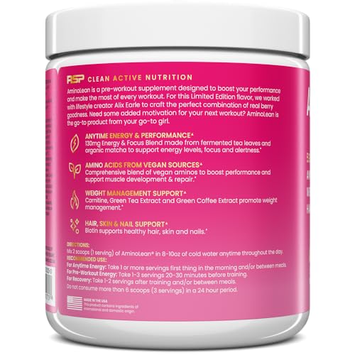 RSP NUTRITION AminoLean Pre Workout x Alix Earle Berry Alixir, Clean Energy with No Jitters RSP NUTRITIONAu supplements