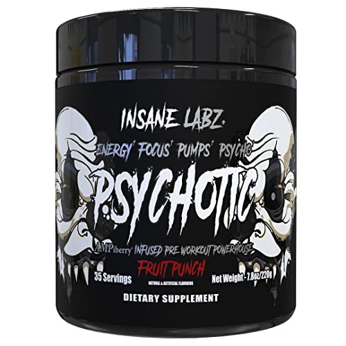Insane Labz Psychotic Black Edition Mid Stimulant Pre Workout Powder, Energy Focus Insane LabzUS supplements