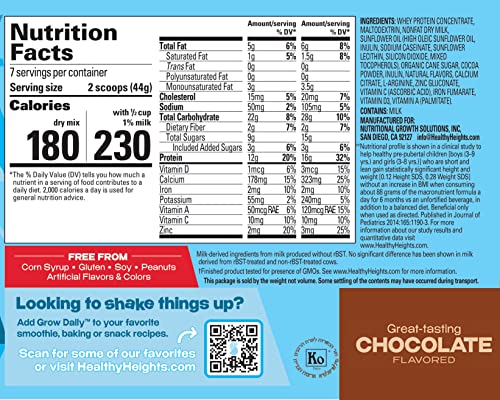 Grow Daily 3+ Shake Mix 7-serving Canister by Healthy Heights - Protein Powder Healthy HeightUS supplements