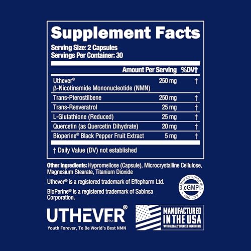 BONE SCIENCE Uthever NMN & Pterostilbene 6-in-1 Complex with Resveratrol, Glutathione & BioPerine - High Purity Stabilized NAD+ Precursor for Healthy Aging & Cellular Energy - 60 Vegetarian Capsules BONE SCIENCEAu supplements